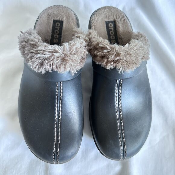 Crocs‎ Cobbler Eva Women's Size 7 Brown Faux Fur Lined Clogs Mules Shoes 11552 - Picture 2 of 10